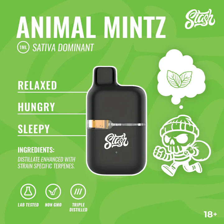 Delta 8 - Stash - Sativa - Animal Mintz - 300 Puffs - 1000MG THC 