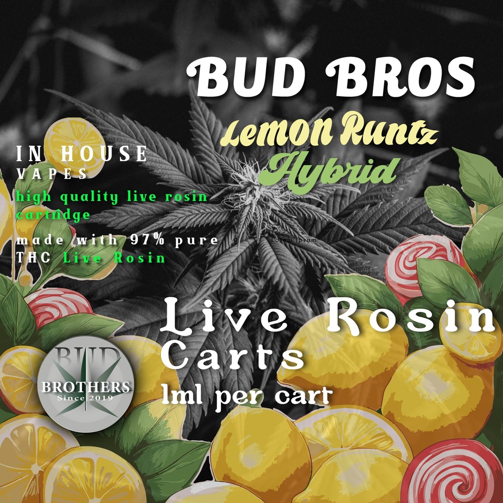 Bud Brothers - Live Rosin - 1ML Cardtridge Lemon Runtz - Hybrid