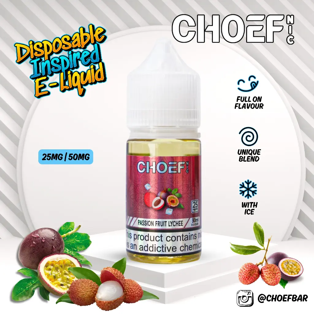 Choef - Nic Salts - Passionfruit  Lychee - 25MG 30ML  