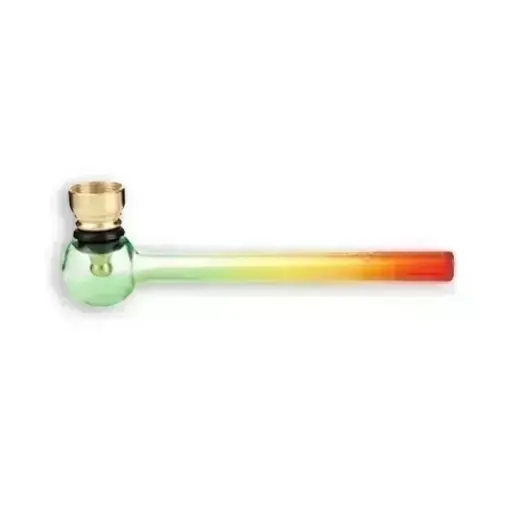 キラキラRasta curved pipe Rasta Pipe – Glass Pipe - Spiral with Skull bowl 14cm | Smack That