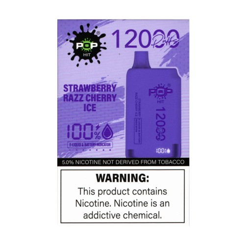 Pop hits - Straw Razz Cherry -12000 Puffs - 5% 