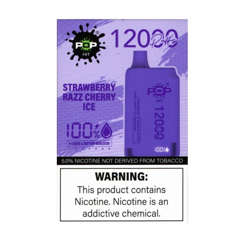 Pop hits - Straw Razz Cherry -12000 Puffs - 5% 