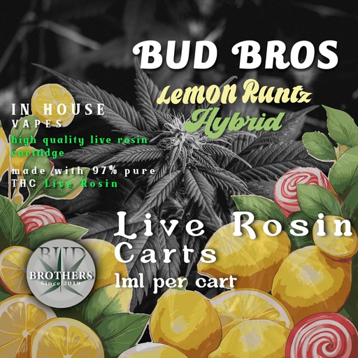 Bud Brothers - Live Rosin - 1ML Cardtridge Lemon Runtz - Hybrid