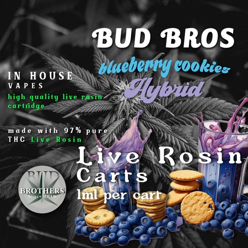 Bud Brothers - Live Rosin - 1ML Cardtridge Blueberry Cookie - Hybrid