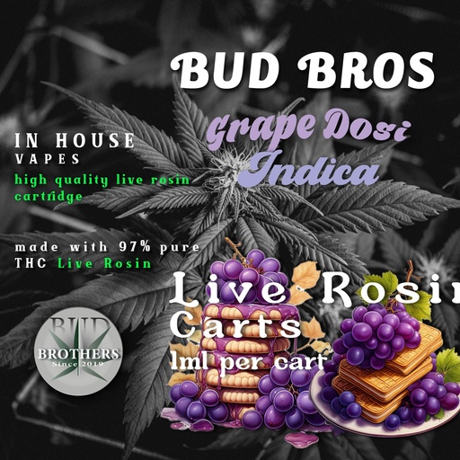 Bud Brothers - Live Rosin - 1ML Cardtridge Grape Dosi - Indica