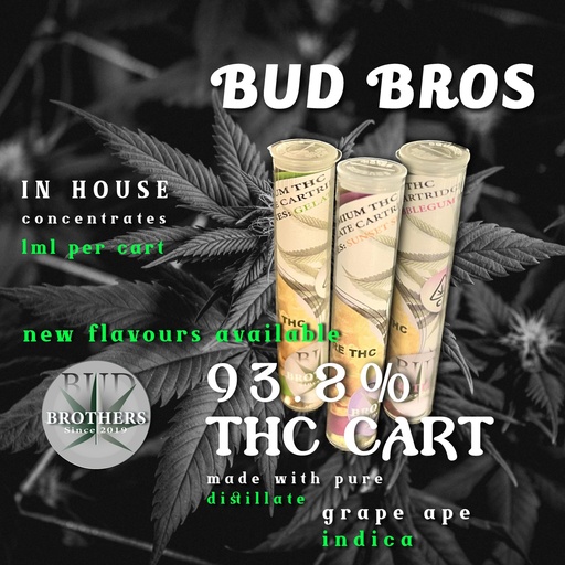 Bud Brothers - Distillate - 1ML Cartridge - Hybrid - Pineapple Express 