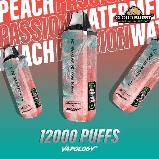 Vapology - Peach Passion Watermelon - 12000 Puffs - 2% 
