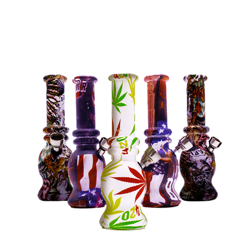 Bong - Glass Water Pipe - Graffiti Prints - 15.5cm